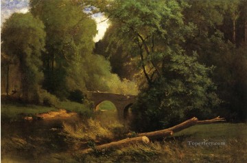  tonalista Pintura Art%c3%adstica - Cromwells Bridge paisaje tonalista George Inness bosque bosque